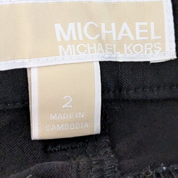 MICHAEL KORS Black Mid-Rise Stretch Skinny Ankle Pants; Zip Accent; Size 2 - Picture 3 of 5